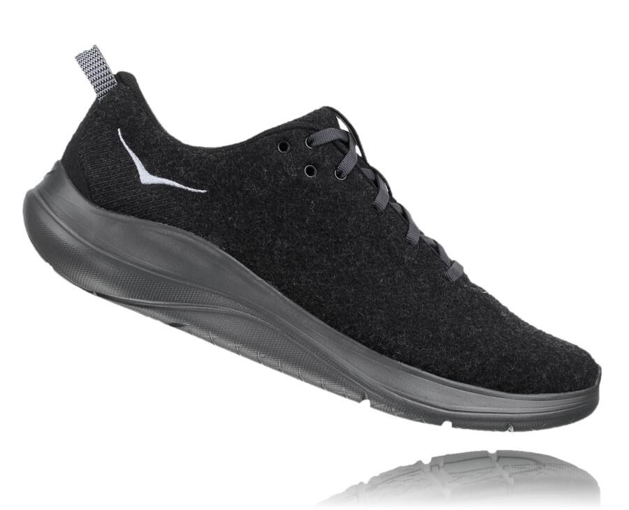 Hoka One One Koşu Ayakkabısı Erkek Siyah - Hupana Flow Wool - WE7125609